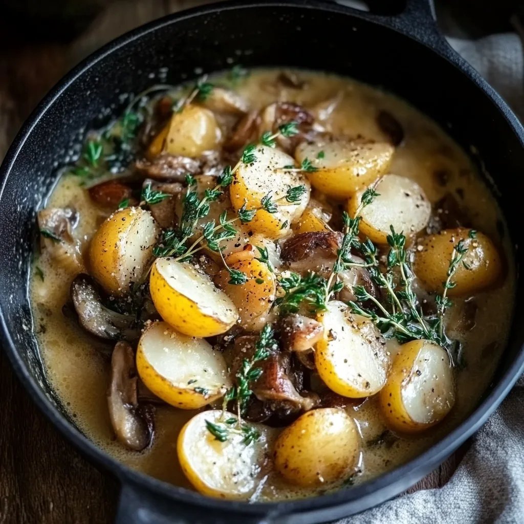 Kartoffel-Pilz-Pfanne mit grünen Bohnen