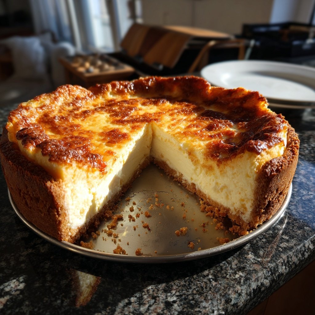 Käsekuchen mit Keksboden