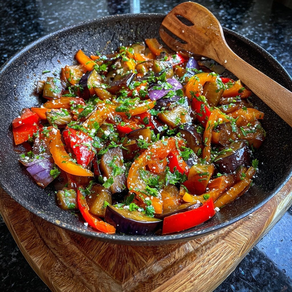 Vegetarische Auberginen Pfanne