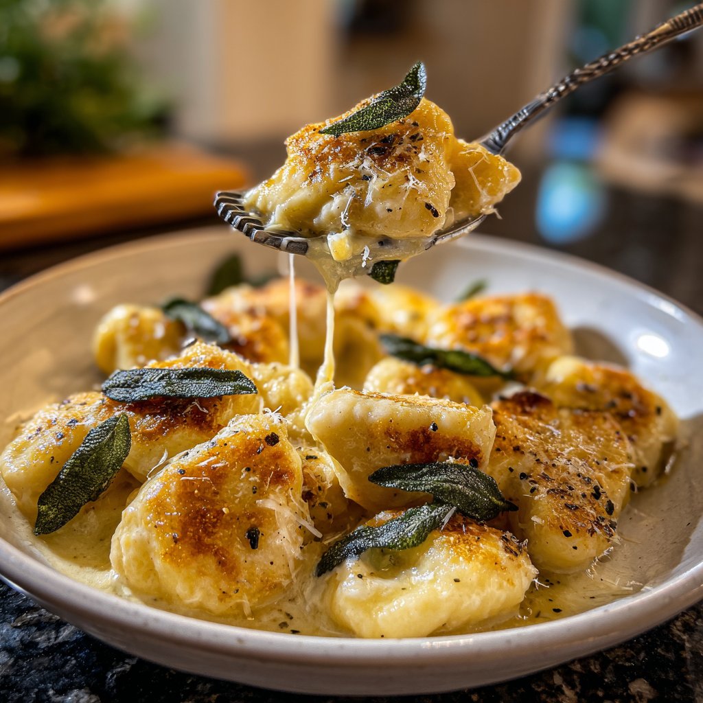 Herzförmige Gnocchi mit Butter und Salbei