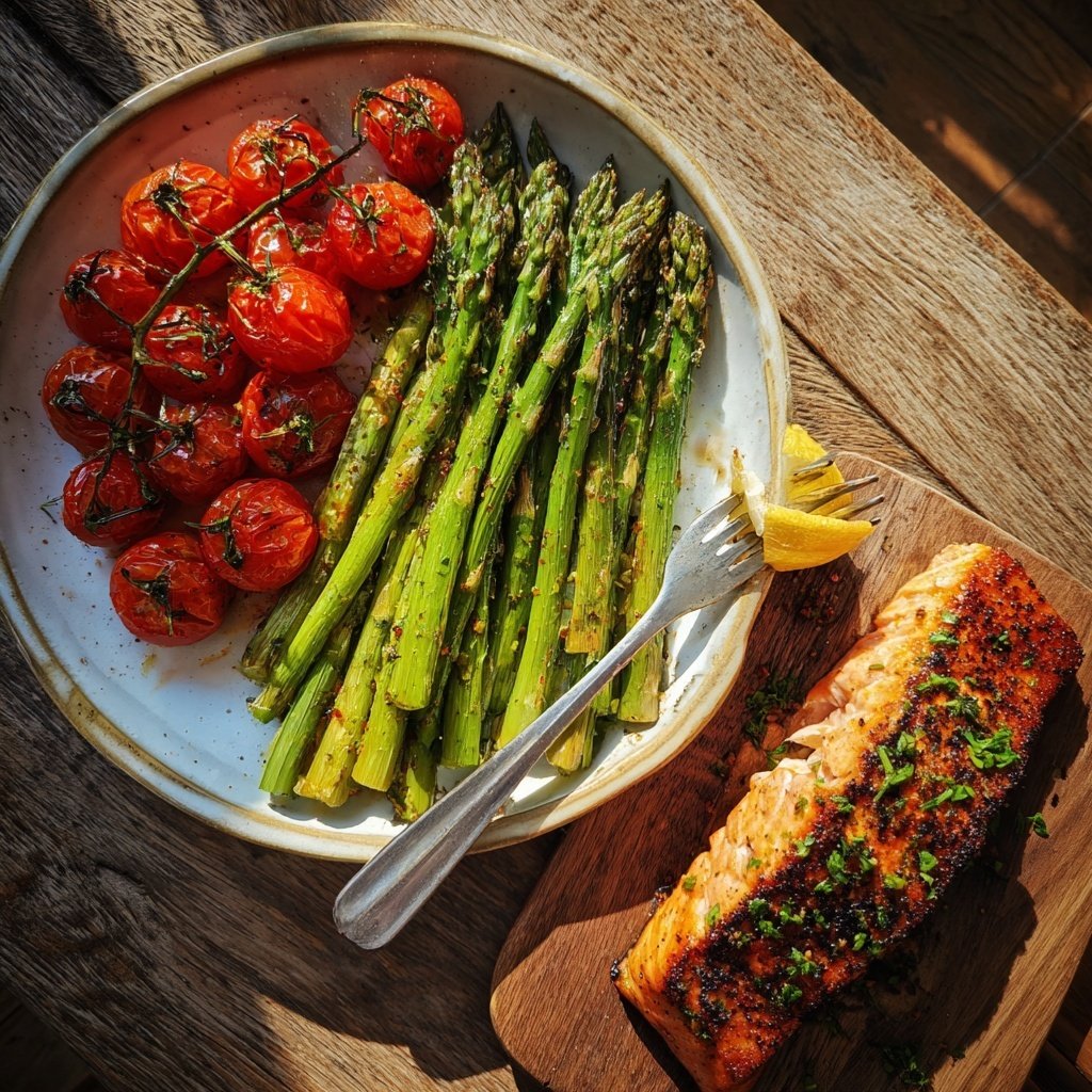Kalorienarmes Abendessen Mit Lachs Und Gemüse