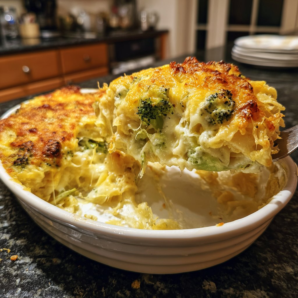 Vegetarischer Nudelauflauf mit Brokkoli