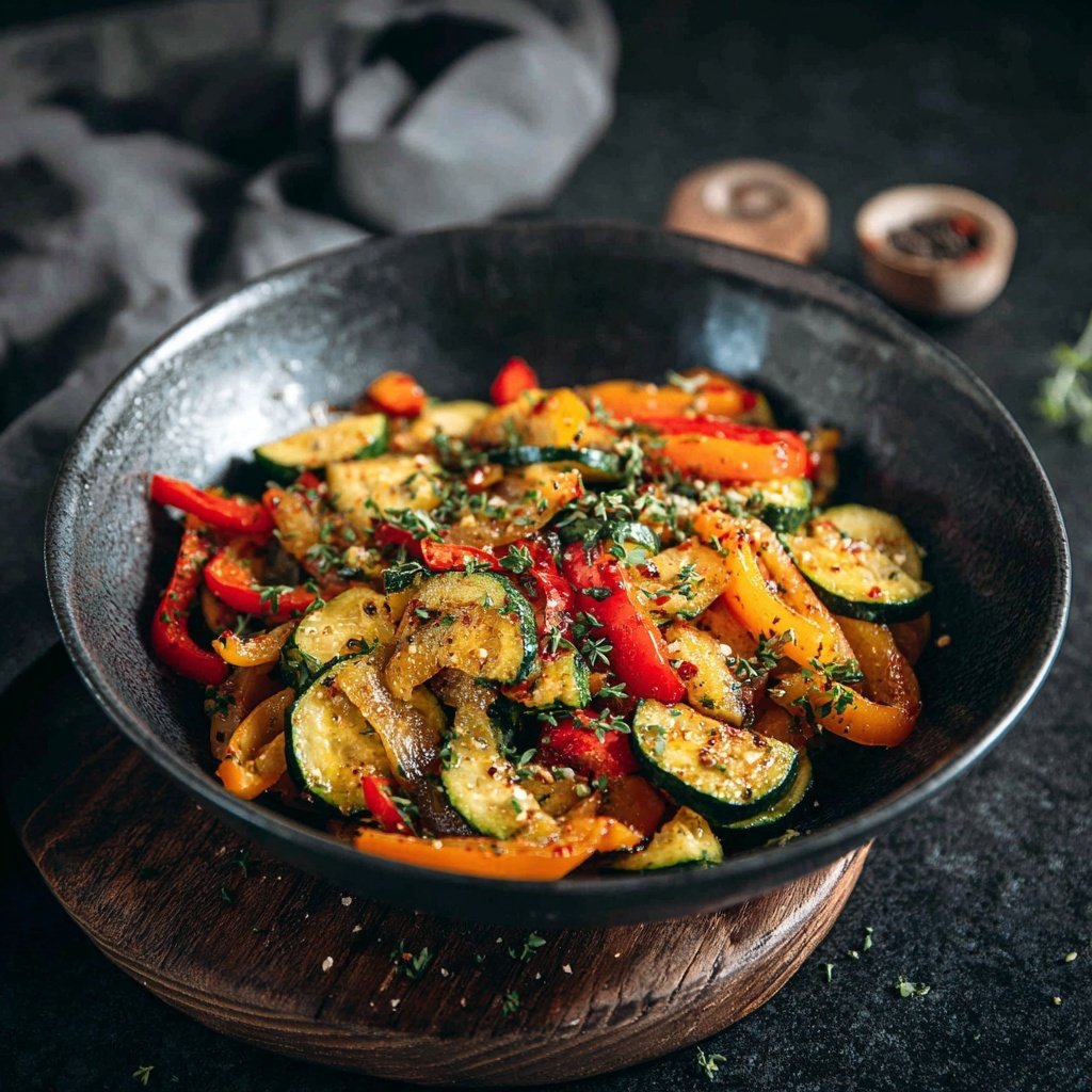 Kalorienarme Gemüsepfanne Mit Zucchini