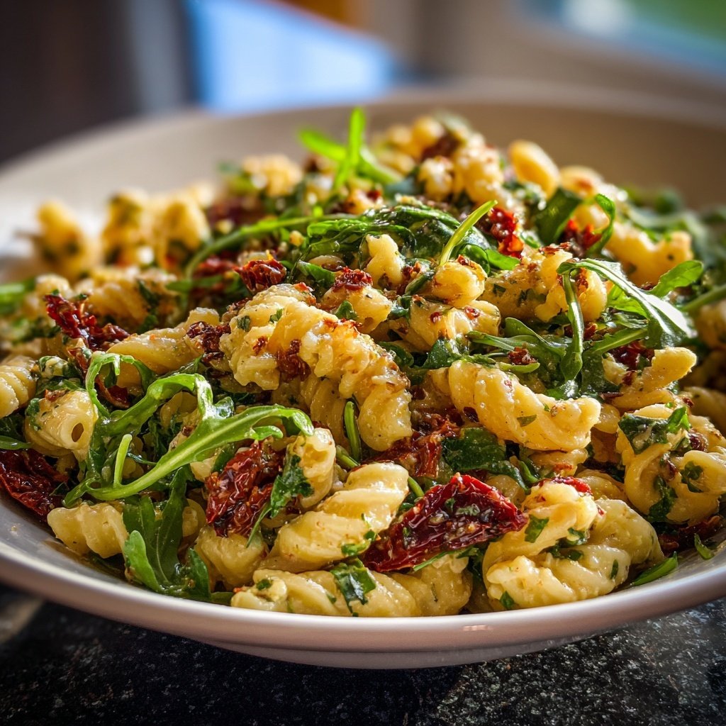 Mediterraner Nudelsalat Mit Rucola